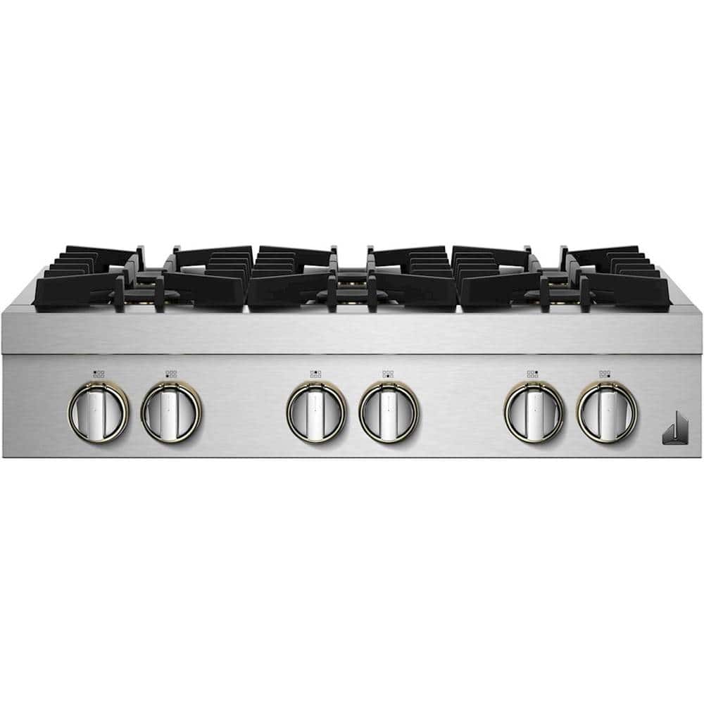 Front. JennAir - RISE 36" Built-In Gas Cooktop - Stainless steel.