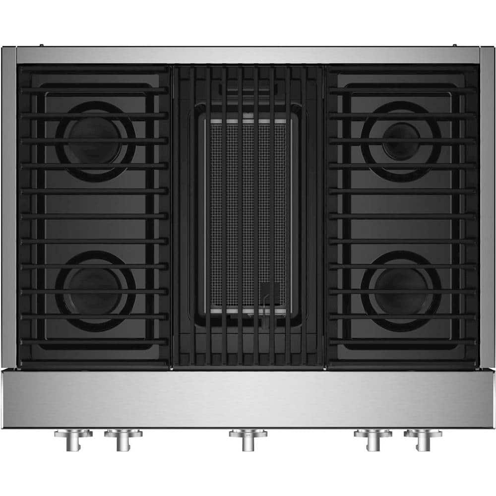 JennAir - NOIR 36" Built-In Gas Cooktop with Grill - Stainless Steel - Front_Zoom