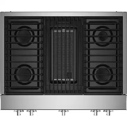 Front. JennAir - NOIR 36" Built-In Gas Cooktop with Grill - Stainless steel.