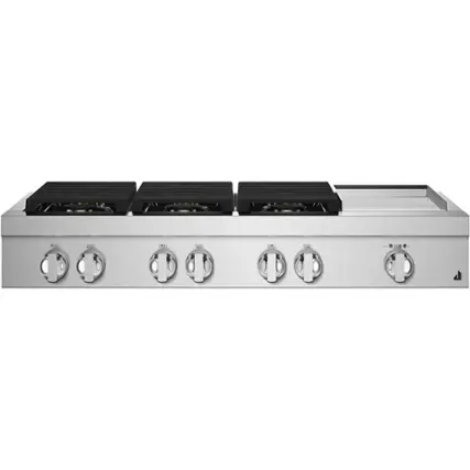 Front. JennAir - NOIR 48" Built-In Gas Cooktop with Griddle - Stainless steel.