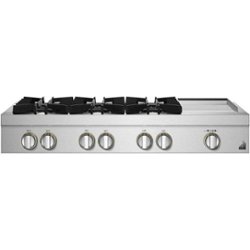 JennAir - RISE 48" Built-In Gas Cooktop with Griddle - Stainless steel - Front_Zoom
