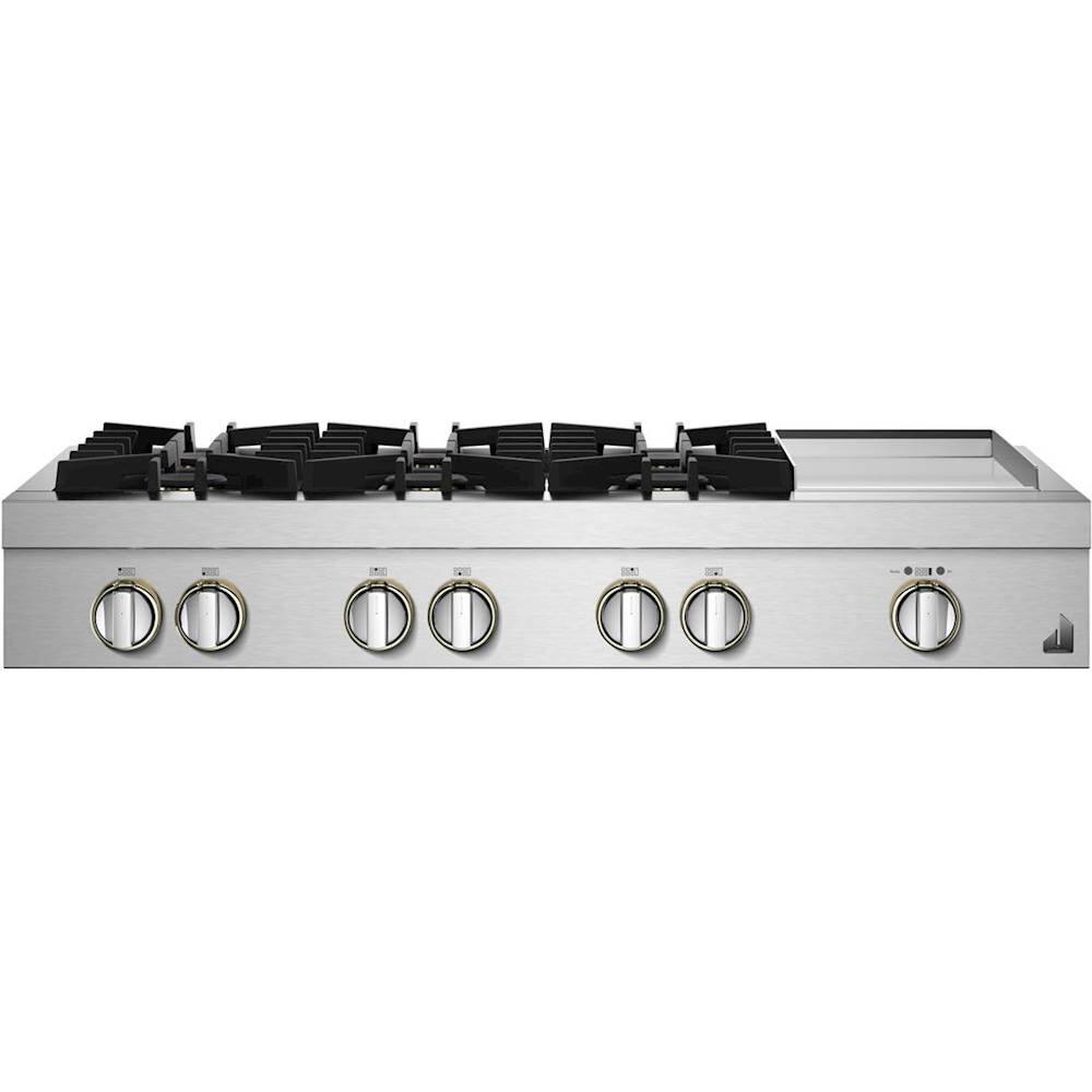 Front. JennAir - RISE 48" Built-In Gas Cooktop with Griddle - Stainless steel.