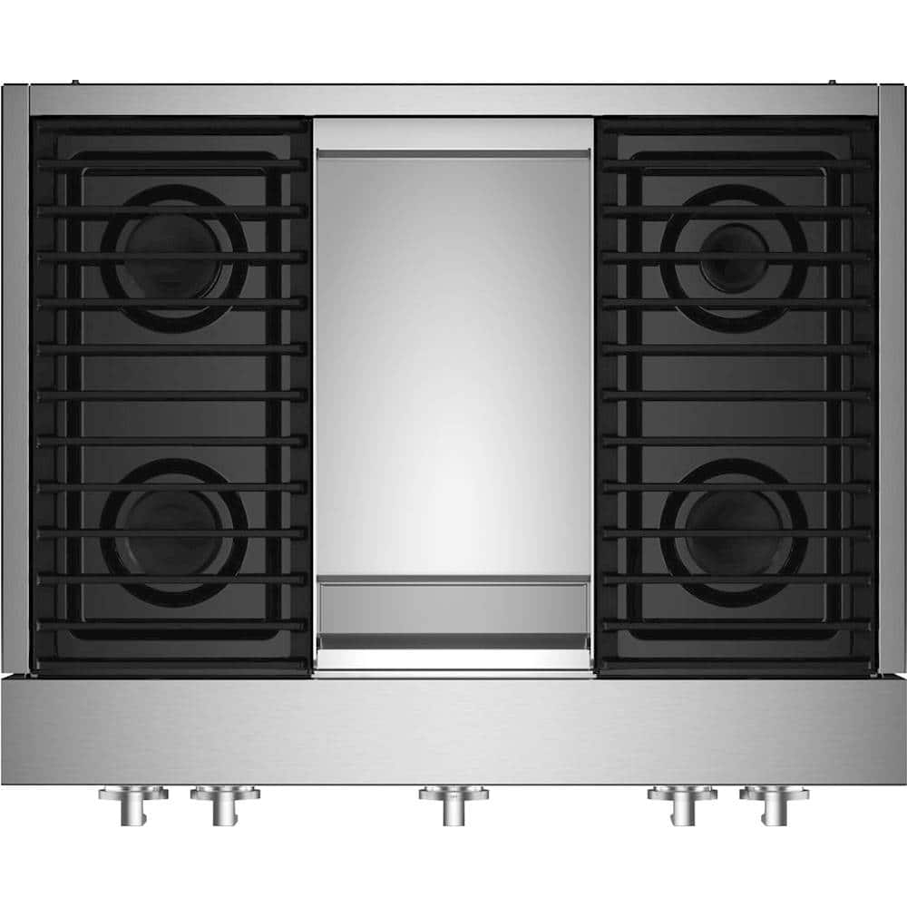 Front. JennAir - NOIR 36" Built-In Gas Cooktop with Griddle - Stainless steel.