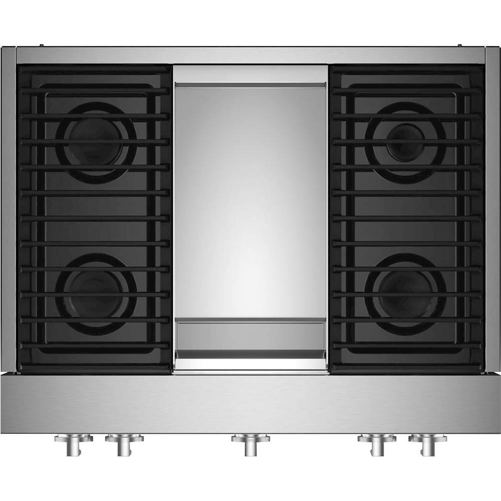 Front. JennAir - NOIR 36" Built-In Gas Cooktop with Griddle - Stainless steel.