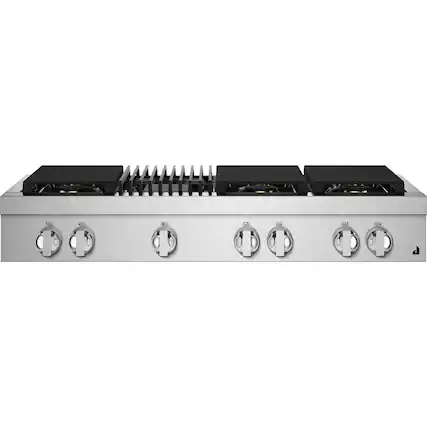 Front. JennAir - NOIR 48" Built-In Gas Cooktop with Grill - Stainless steel.