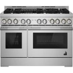 Front. JennAir - RISE 6.3 Cu. Ft. Self-Cleaning Freestanding Double Oven Gas Convection Range with Grill - Stainless Steel.