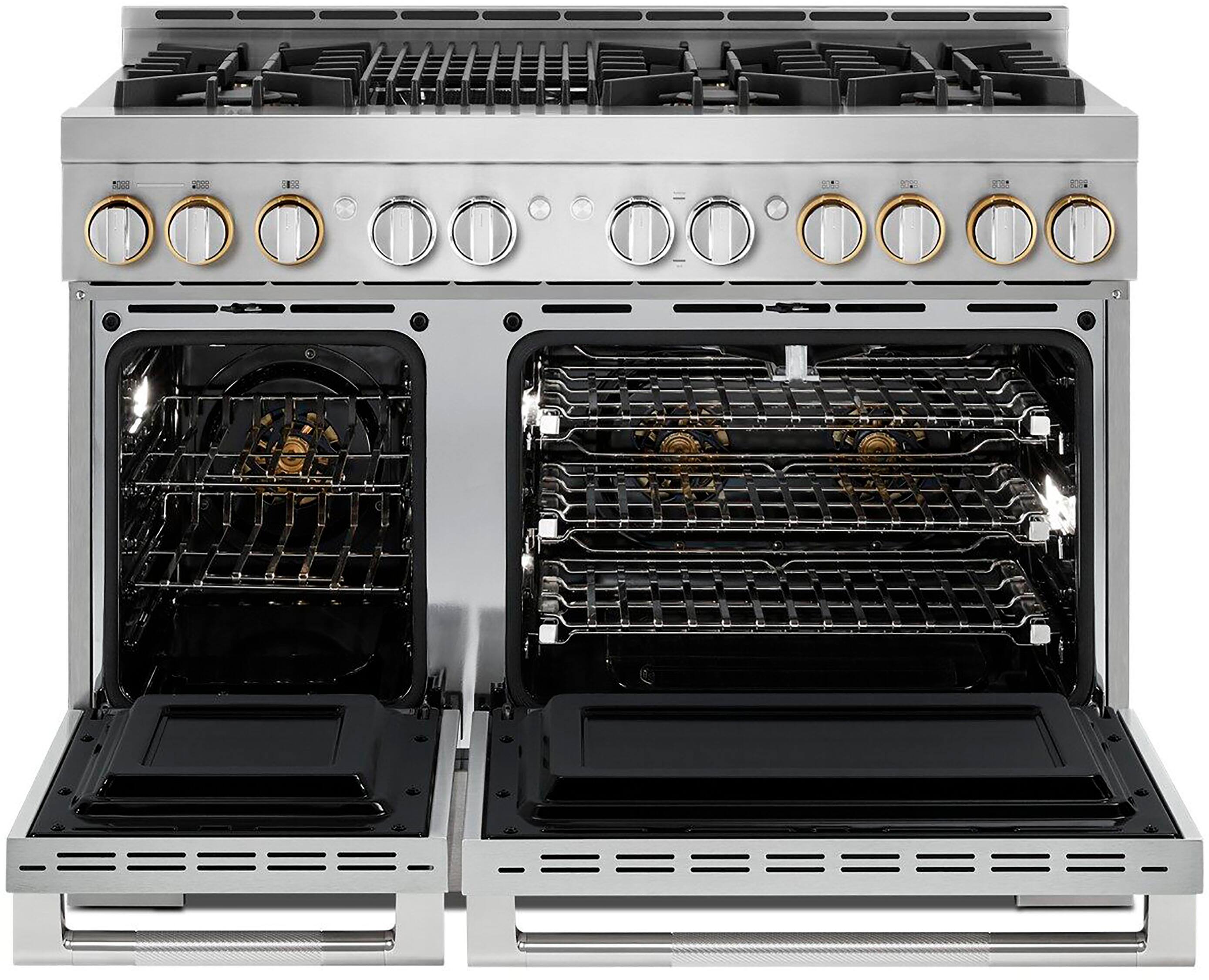 Alt View 22. JennAir - RISE 6.3 Cu. Ft. Self-Cleaning Freestanding Double Oven Gas Convection Range with Grill - Stainless Steel.