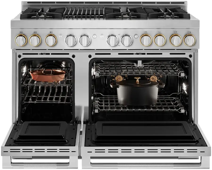 Alt View 23. JennAir - RISE 6.3 Cu. Ft. Self-Cleaning Freestanding Double Oven Gas Convection Range with Grill - Stainless Steel.