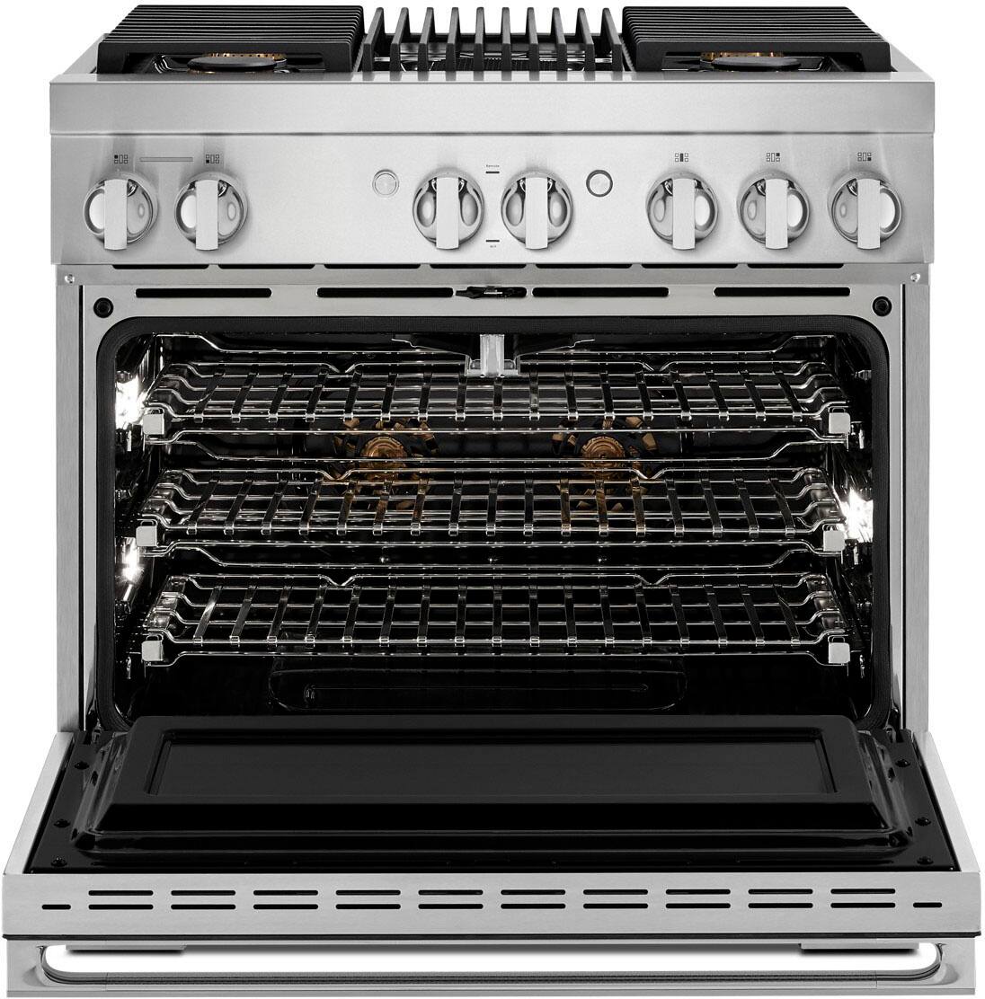 Alt View 20. JennAir - NOIR 5.1 Cu. Ft. Self-Cleaning Freestanding Dual Fuel Convection Range - Stainless steel.