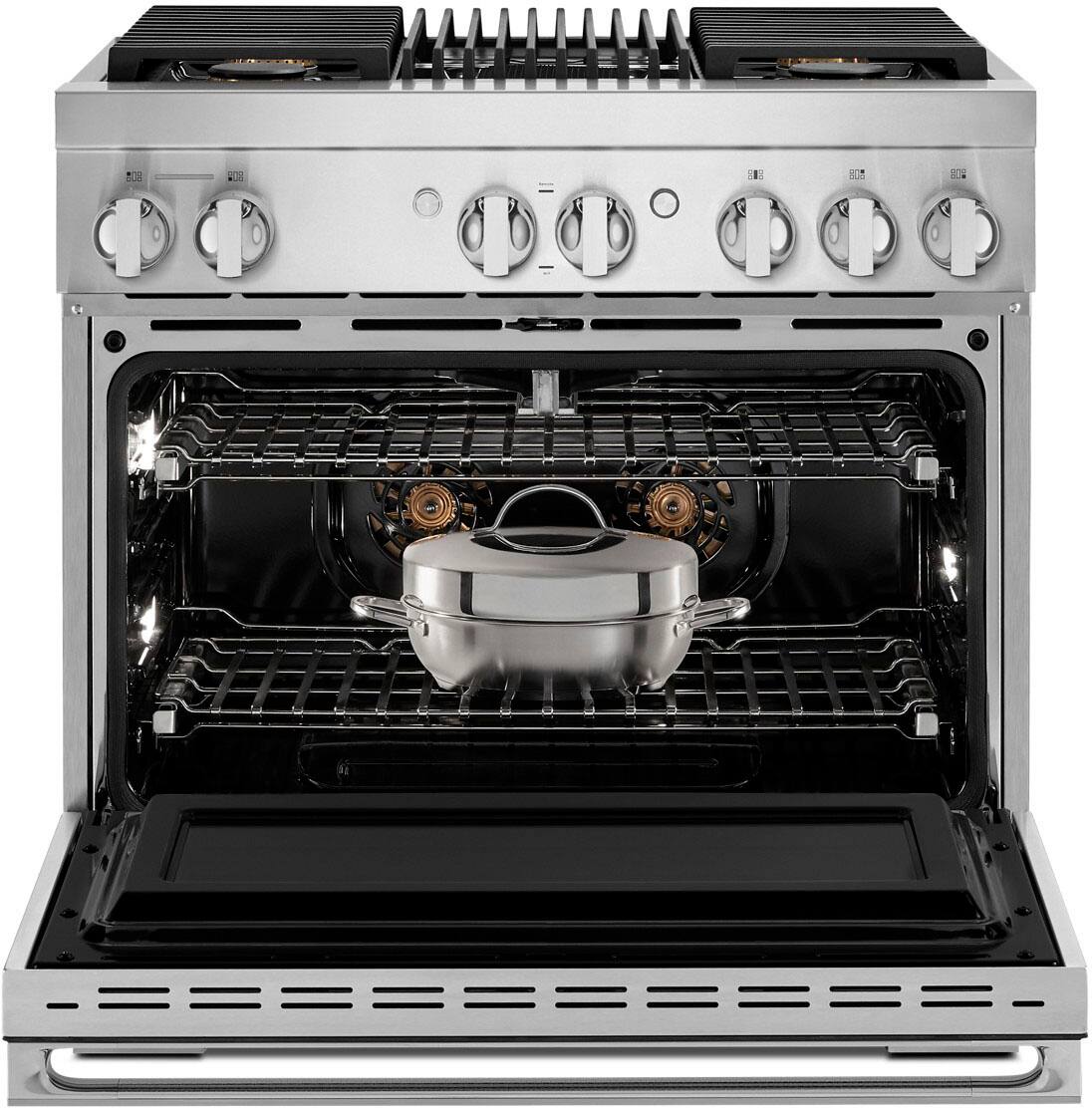 Alt View 21. JennAir - NOIR 5.1 Cu. Ft. Self-Cleaning Freestanding Dual Fuel Convection Range - Stainless steel.