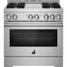 JennAir - 36 in. Wide 4 burner RISE 5.1 Cu. Ft. Self-Cleaning Freestanding Gas Convection Range - Stainless Steel