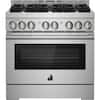 Front. JennAir - RISE 5.1 Cu. Ft. Self-Cleaning Freestanding Gas Convection Range - Stainless Steel.