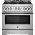JennAir - 36 in. Wide 6 Burner RISE 5.1 Cu. Ft. Self-Cleaning Freestanding Gas Convection Range - Stainless Steel