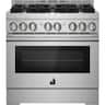 JennAir - 36 in. Wide 6 Burner RISE 5.1 Cu. Ft. Self-Cleaning Freestanding Gas Convection Range - Stainless Steel