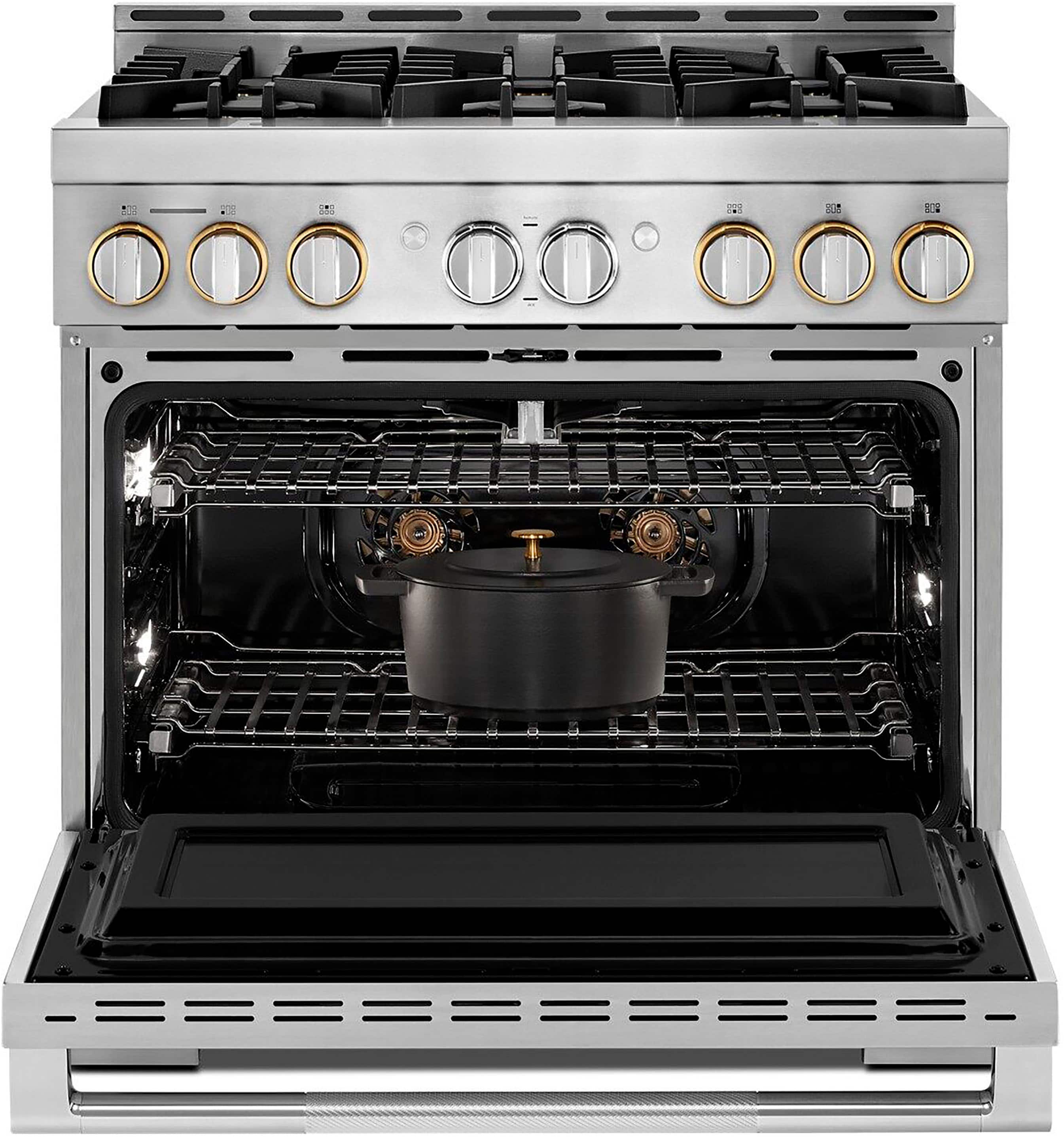 Alt View 23. JennAir - RISE 5.1 Cu. Ft. Self-Cleaning Freestanding Gas Convection Range - Stainless Steel.