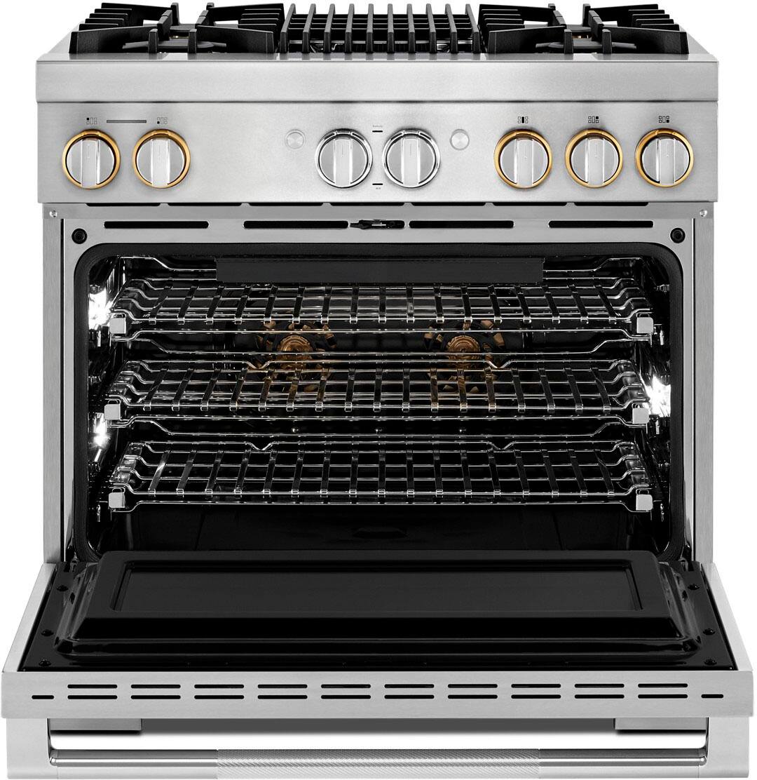 Alt View 22. JennAir - RISE 5.1 Cu. Ft. Self-Cleaning Freestanding Dual Fuel Convection Range - Stainless steel.