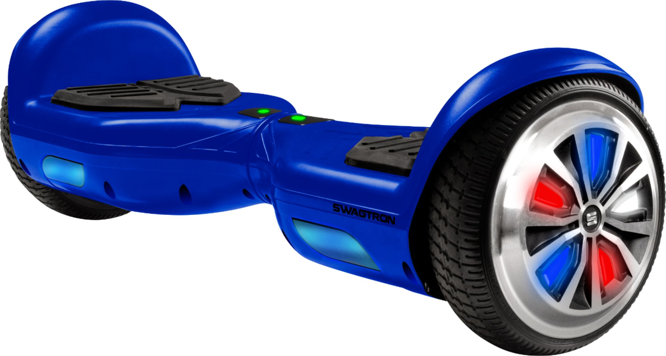 Left View: Swagtron - T882 Electric Self-Balancing Scooter w/4.8 mi Max Operating Range & 6.8 mph Max Speed - Blue