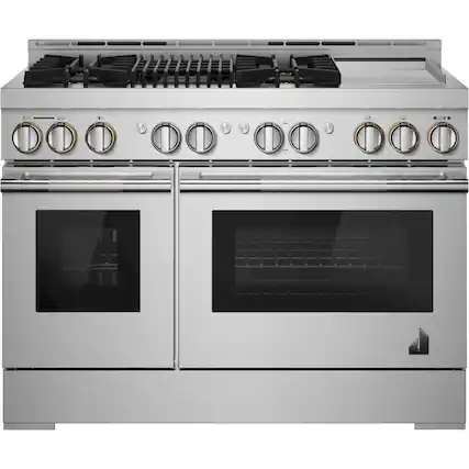 Front. JennAir - RISE 6.3 Cu. Ft. Self-Cleaning Freestanding Double Oven Gas Convection Range - Stainless Steel.