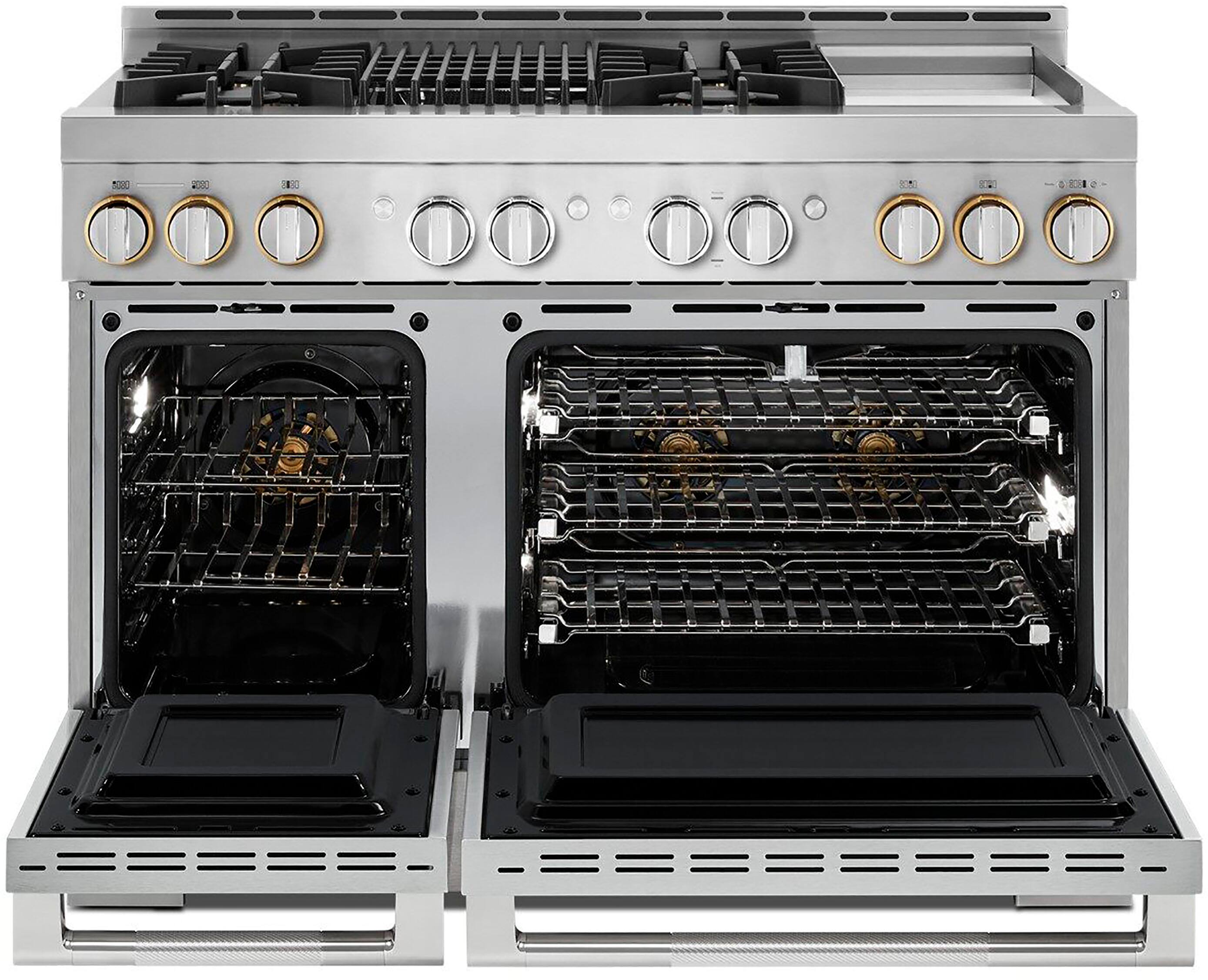 Alt View 22. JennAir - RISE 6.3 Cu. Ft. Self-Cleaning Freestanding Double Oven Gas Convection Range - Stainless Steel.