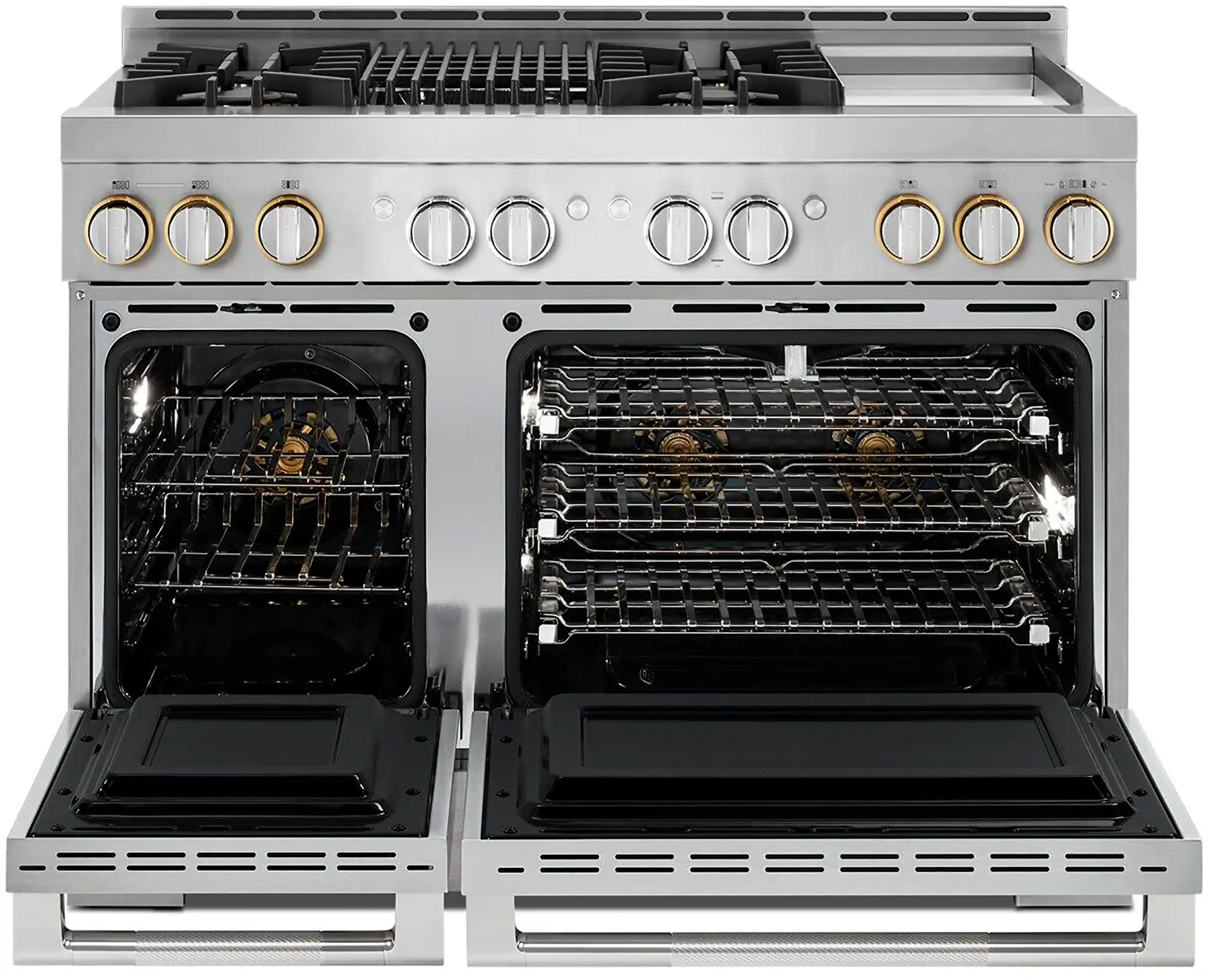Alt View 22. JennAir - RISE 6.3 Cu. Ft. Self-Cleaning Freestanding Double Oven Gas Convection Range - Stainless Steel.