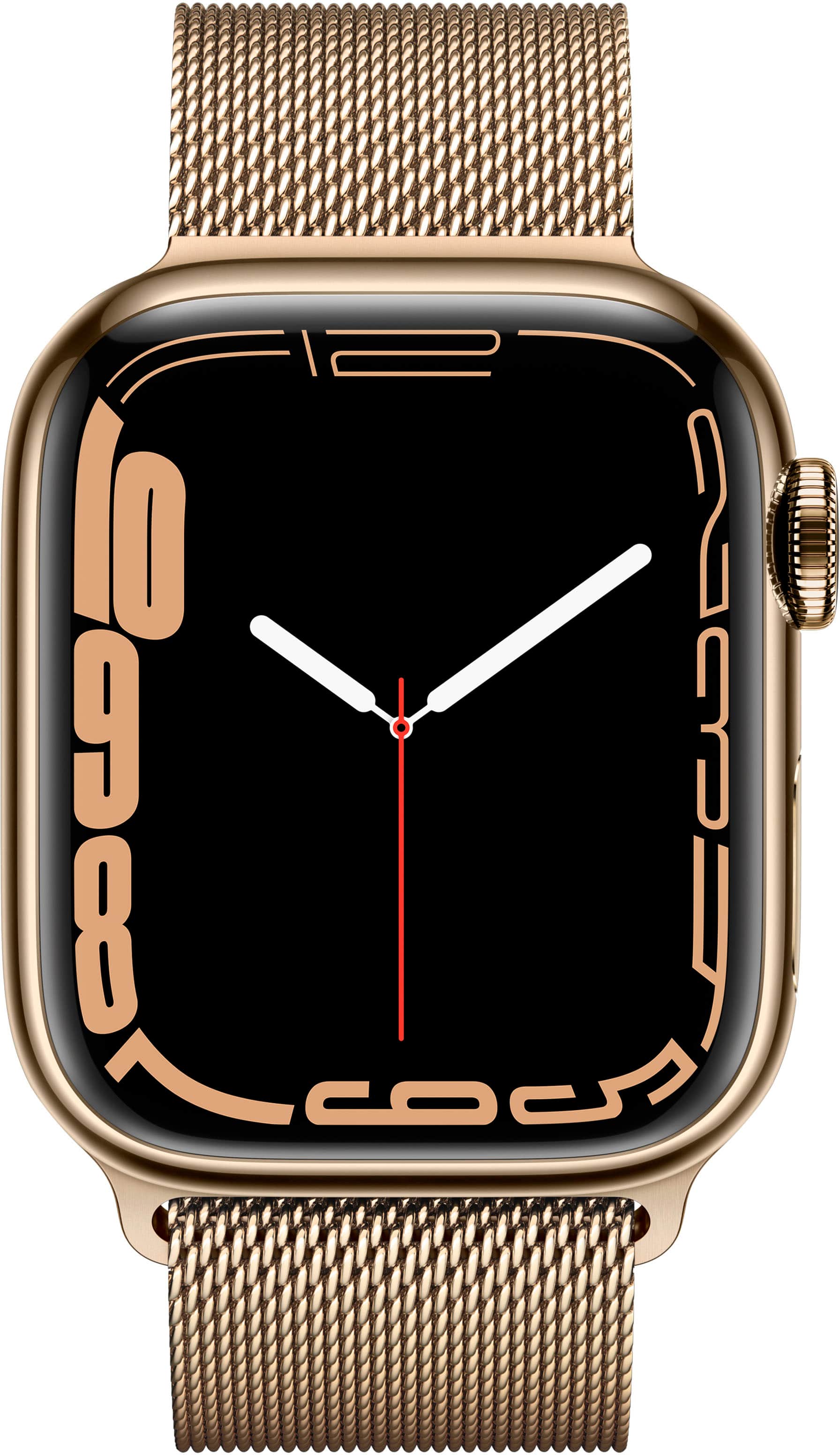 Best Buy: Apple Watch Series 7 (GPS + Cellular) 41mm Gold Stainless Steel Case with Gold Milanese Loop Gold MKHH3LL/A