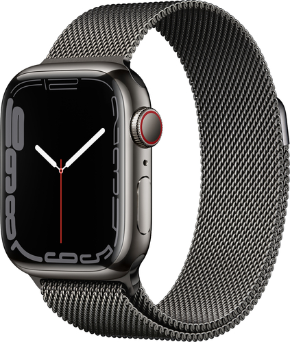 Apple Watch Series 7 (GPS + Cellular) 41mm Graphite Stainless Steel Case with Graphite Milanese Loop - Graphite