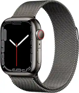 Refurbished Apple Watch Series 7 (GPS + Cellular) 41mm Graphite Stainless Steel Case with Graphite Milanese Loop - Graphite - (2021)