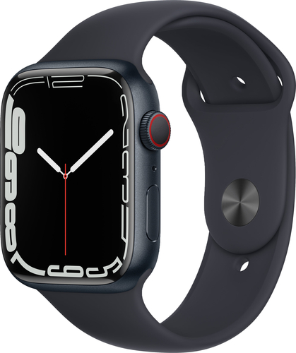 Apple Watch Series 7 (GPS + Cellular) 45mm Aluminum Case with Midnight Sport Band - Midnight