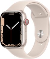 Apple Watch Series 7 (GPS + Cellular) 45mm Starlight Aluminum Case with Starlight Sport Band - Starlight - Front_Zoom