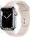 Angle. Apple - Geek Squad Refurbished Apple Watch Series 7 (GPS + Cellular) 45mm Stainless Steel Case with Starlight Sport Band - Silver.