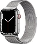 Front. Apple - Apple Watch Series 7 (GPS + Cellular) 45mm Stainless Steel Case with Silver Milanese Loop - Silver.