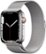 Front. Apple - Apple Watch Series 7 (GPS + Cellular) 45mm Stainless Steel Case with Silver Milanese Loop - Silver.