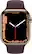 Alt View 11. Apple - Apple Watch Series 7 (GPS + Cellular) 45mm Gold Stainless Steel Case with Dark Cherry Sport Band - Gold.