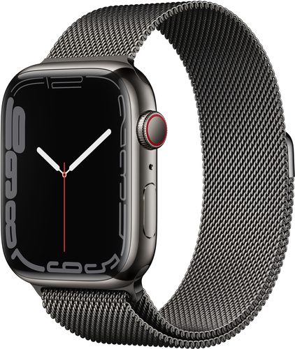 Apple Watch Series 7 (GPS + Cellular) 45mm Graphite Stainless Steel Case with Graphite Milanese Loop - Graphite