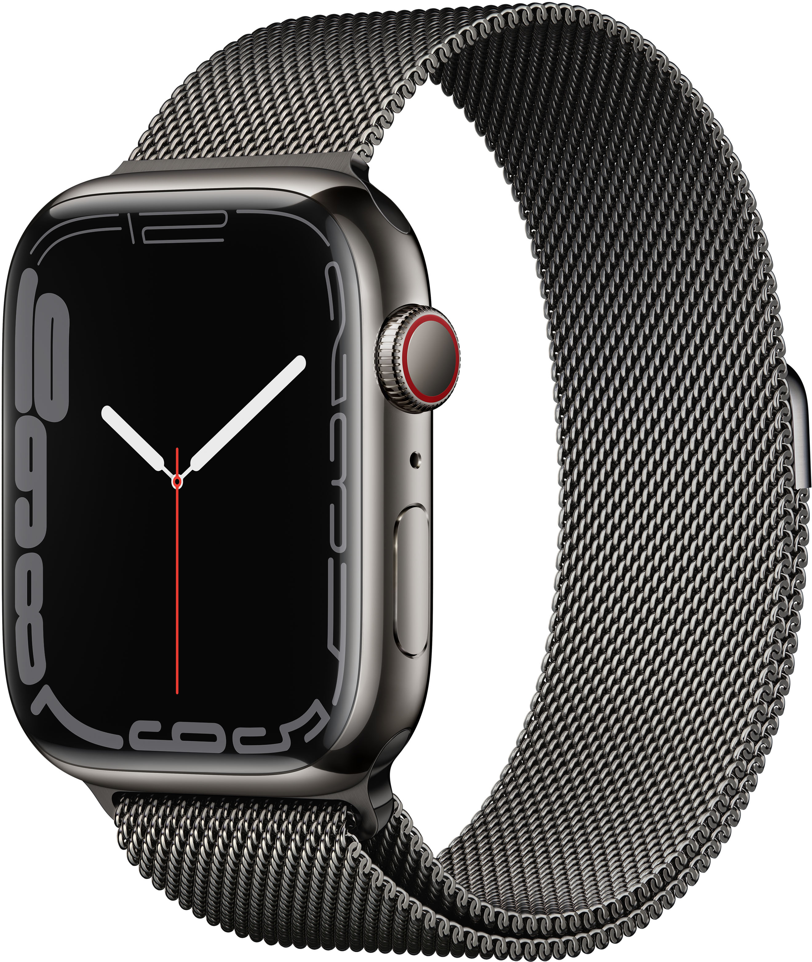 Best Buy: Apple Watch Series 7 (GPS + Cellular) 45mm Stainless Steel Case  with Graphite Milanese Loop MKJJ3LL/A