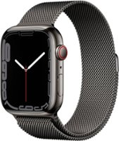 Apple Watch Series 7 (GPS + Cellular) 45mm Graphite Stainless Steel Case with Graphite Milanese Loop - Graphite - Front_Zoom