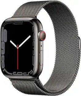 Geek Squad Refurbished Apple Watch Series 7 (GPS + Cellular) 45mm Stainless Steel Case with Graphite Milanese Loop - Graphite - (2021)