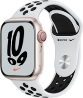 Apple Watch Nike Series 7 (GPS + Cellular) 41mm Starlight Aluminum Case with Pure Platinum/Black Nike Sport Band - Starlight - Front_Zoom