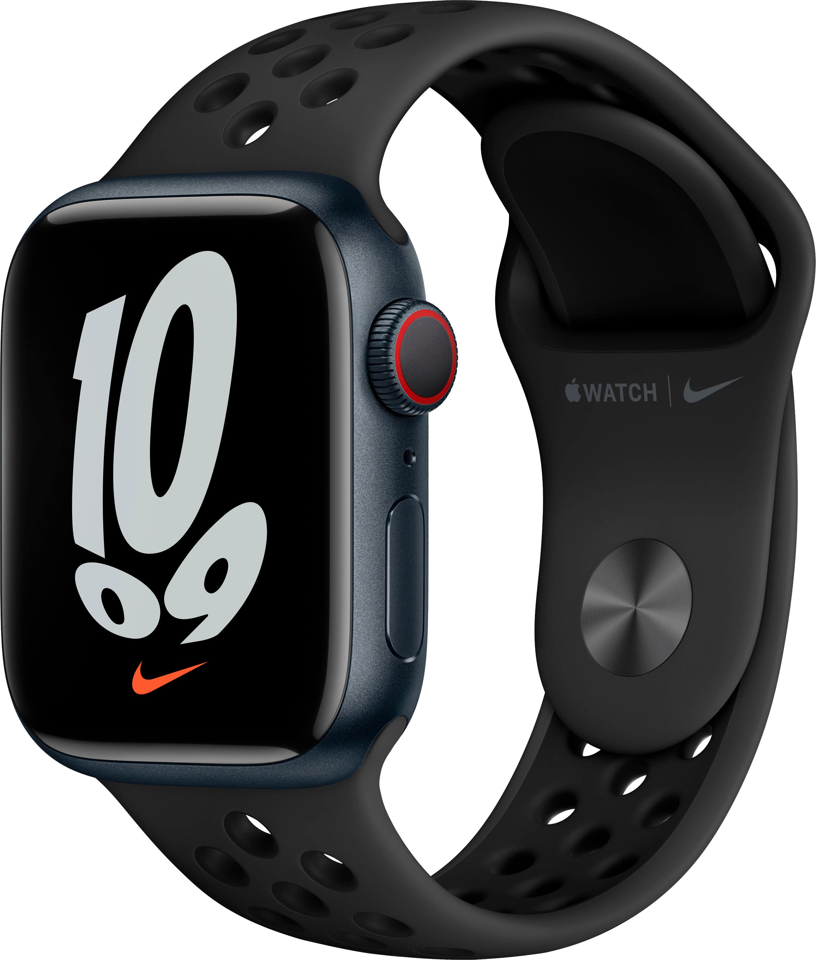 Apple Watch Nike Series 7 (GPS + Cellular) 41mm Midnight Aluminum Case with Anthracite/Black Nike Sport Band - Midnight