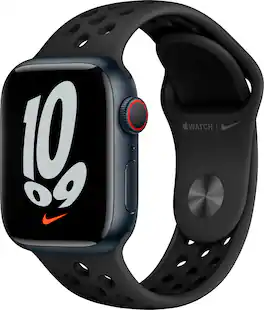 Geek Squad Refurbished Apple Watch Nike Series 7 (GPS+Cellular) 41mm Aluminum Case with Anthracite/Black Nike Sport Band - Midnight - (2021)