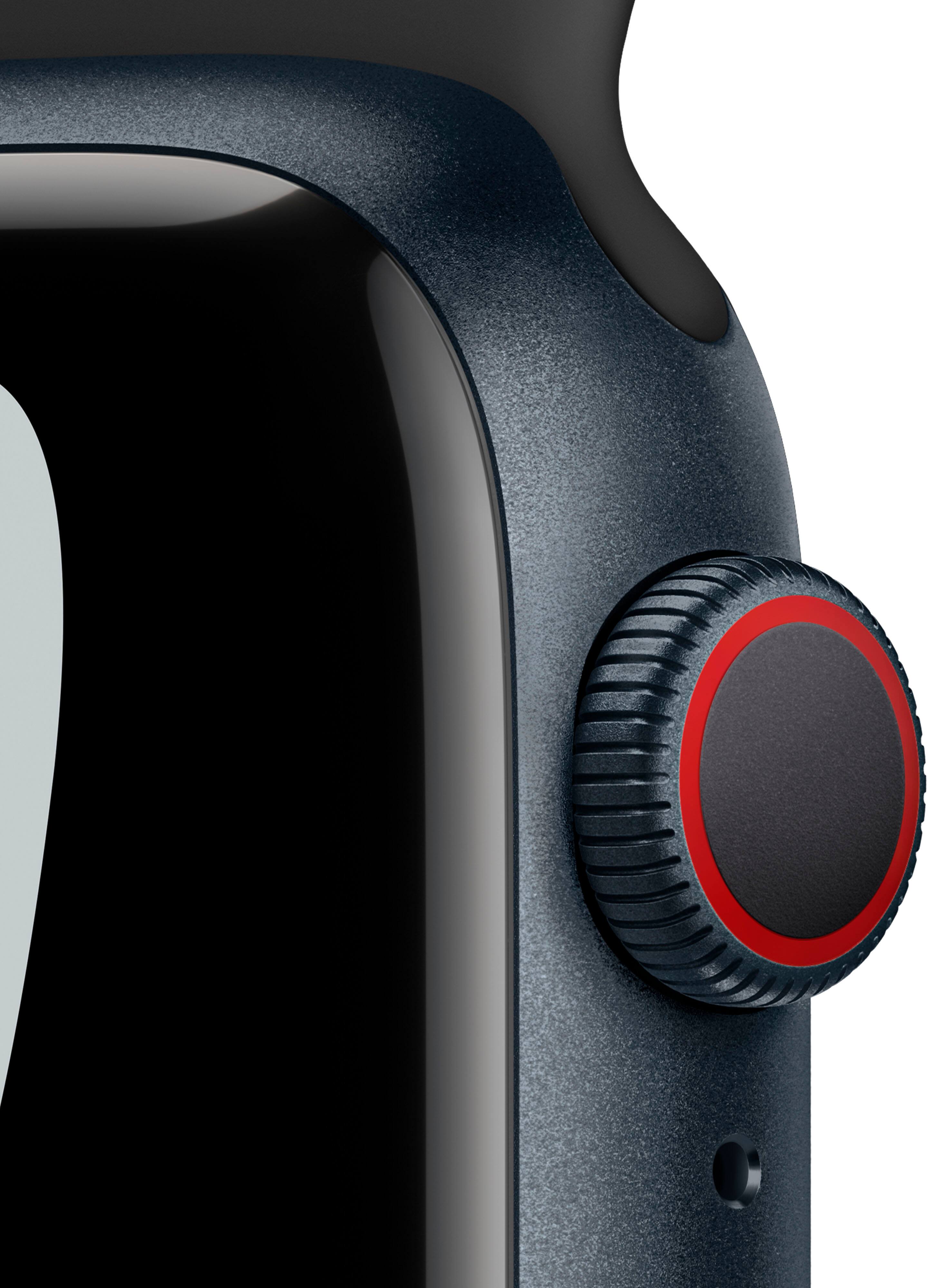 Alt View 12. Apple - Geek Squad Refurbished Apple Watch Nike Series 7 (GPS+Cellular) 41mm Aluminum Case with Anthracite/Black Nike Sport Band - Midnight.