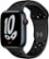 Front Zoom. Apple Watch Nike Series 7 (GPS + Cellular) 45mm Midnight Aluminum Case with Anthracite/Black Nike Sport Band - Midnight.