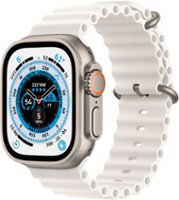 Apple Watch Ultra (GPS + Cellular) 49mm Titanium Case with White Ocean Band - Titanium - Front_Zoom