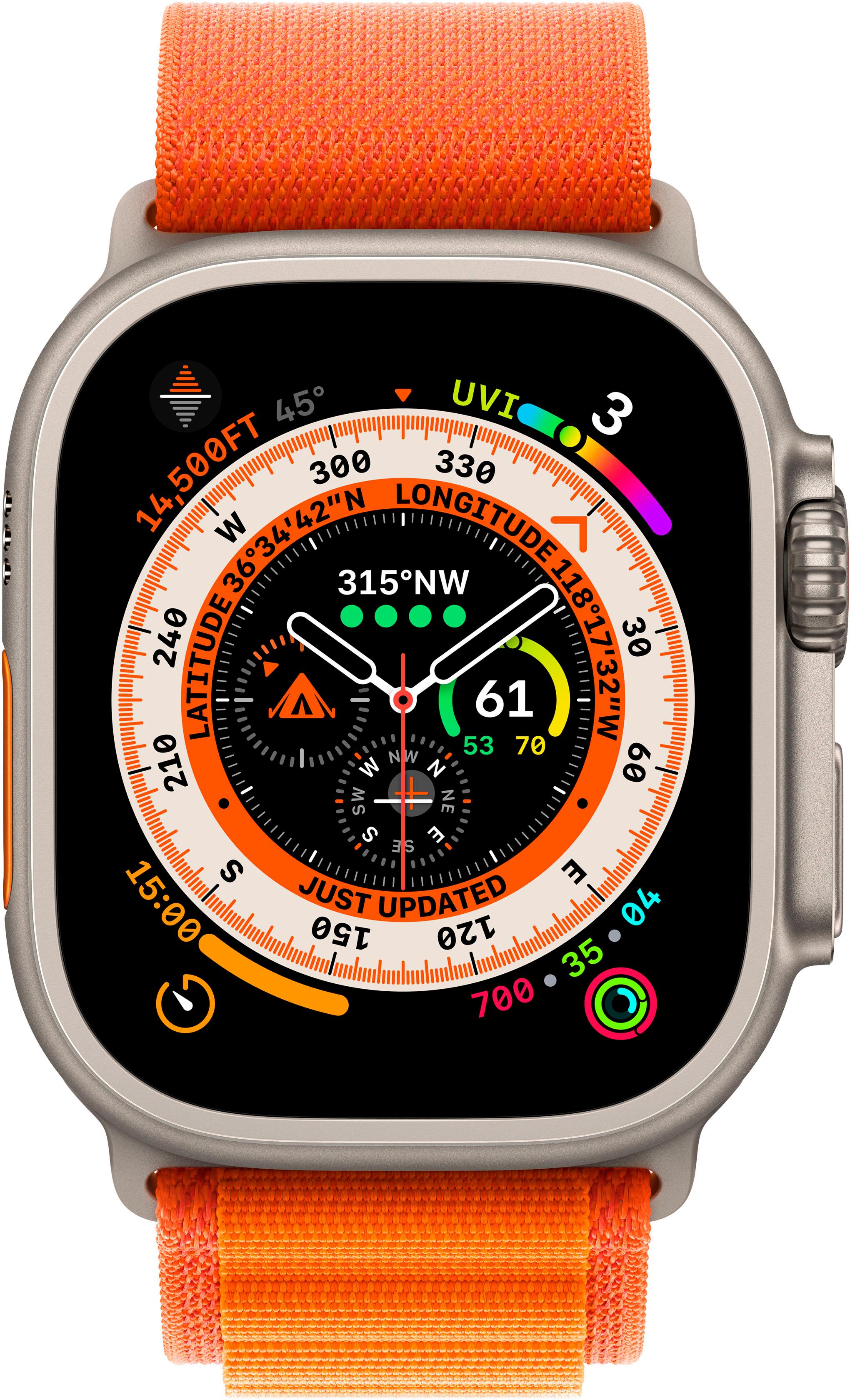 Best Buy: with Orange Apple (GPS Small Watch 49mm Ultra + Case Titanium MNHA3LL/A Cellular) Loop Alpine Titanium
