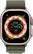 Angle. Apple - Apple Watch Ultra (GPS + Cellular) 49mm Titanium Case with Green Alpine Loop - Small - Titanium.