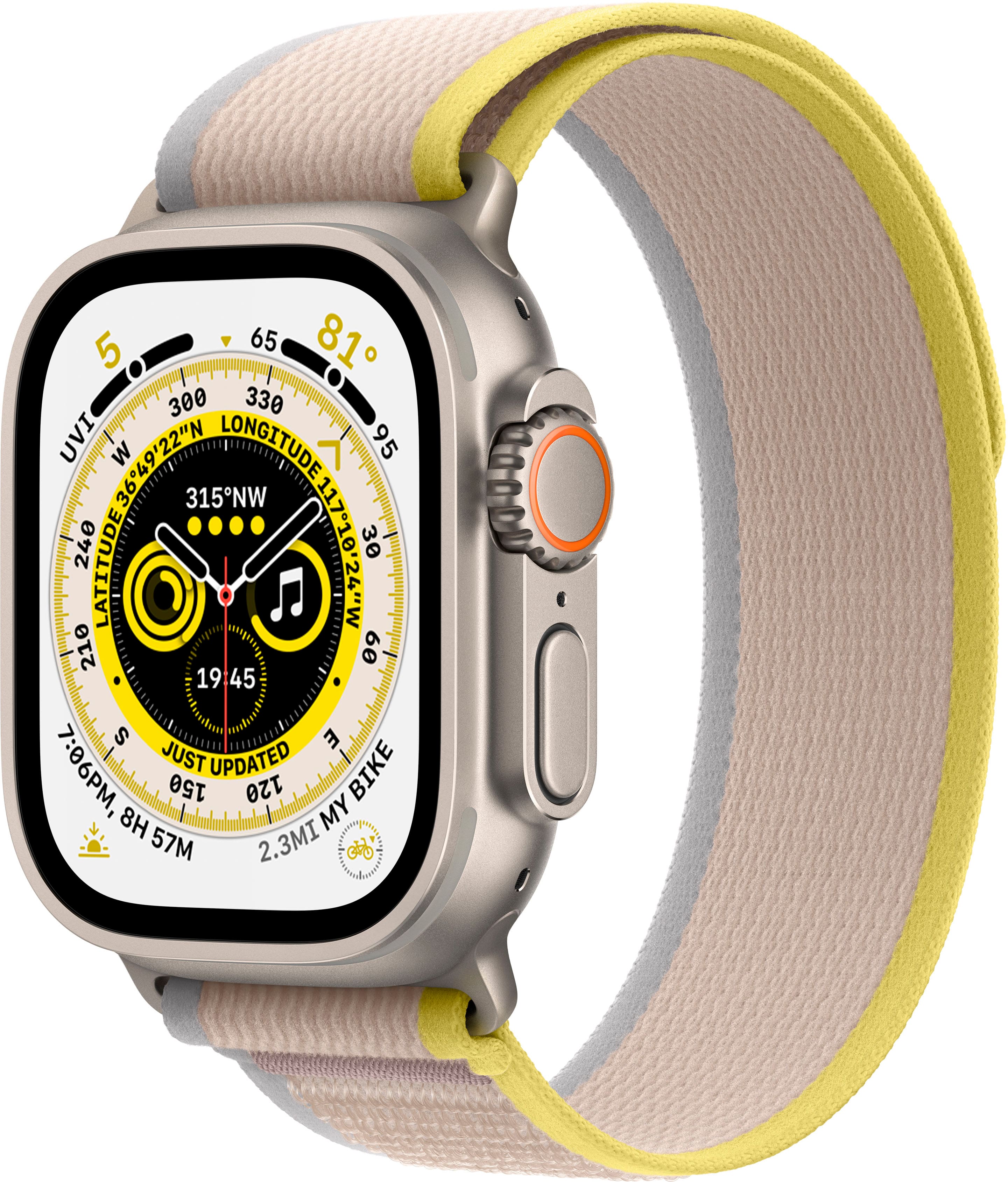 Apple Watch Ultra 2 [GPS + Cellular 49mm] Smartwatch with Rugged Titanium  Case & Orange/Beige Trail Loop S/M. Fitness Tracker, Precision GPS, Action