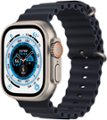 Front Zoom. Apple Watch Ultra (GPS + Cellular) 49mm Titanium Case with Midnight Ocean Band - Titanium.