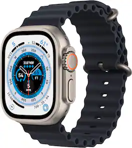 Refurbished Excellent - Apple Watch Ultra (GPS + Cellular) 49mm Titanium Case with Midnight Ocean Band - Titanium - (2022)