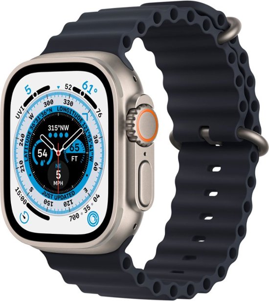 Apple Watch Ultra (GPS + Cellular) 49mm Titanium Case with Midnight Ocean  Band Titanium MQET3LL⁄A - Best Buy