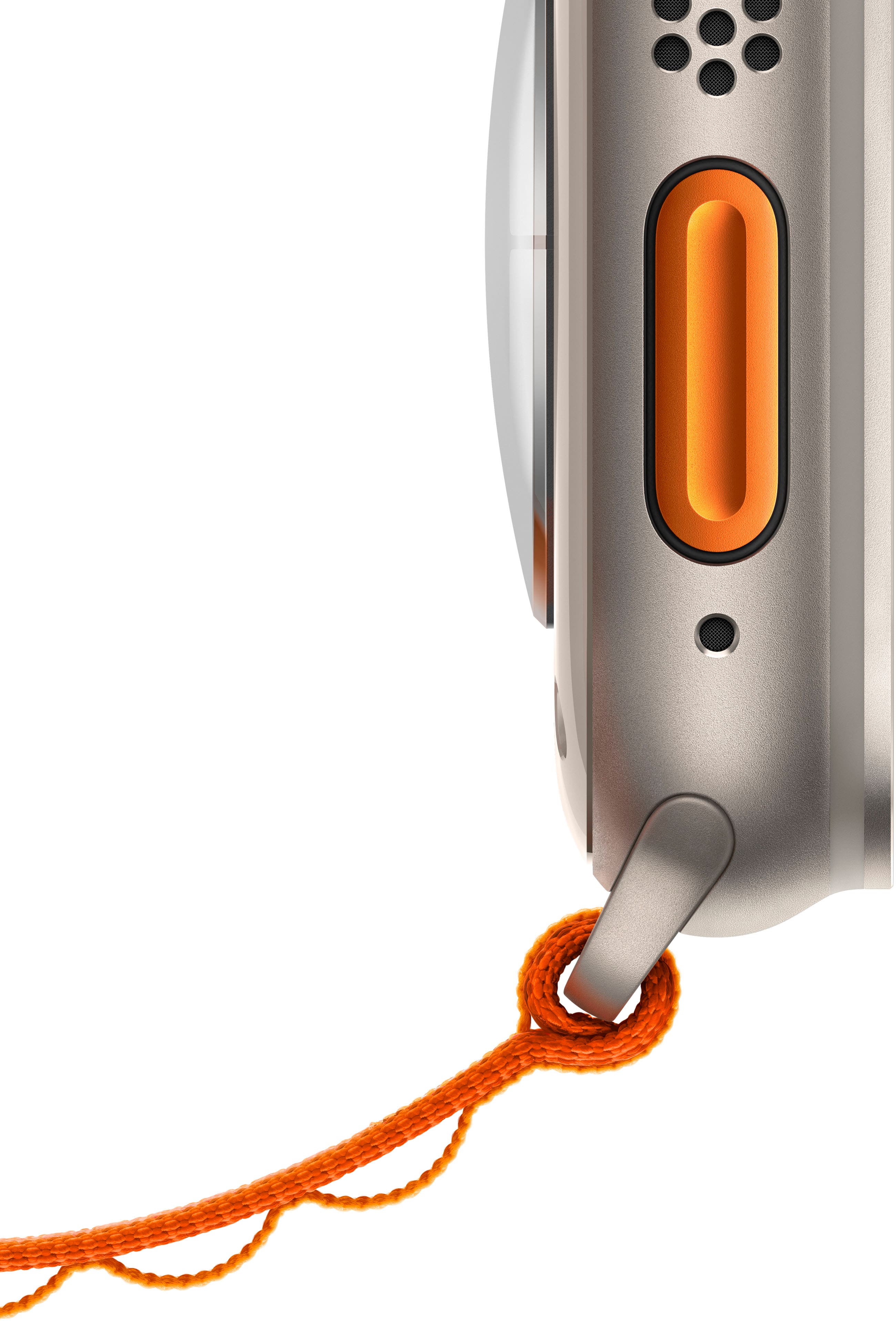 Back. Apple - Apple Watch Ultra (GPS + Cellular) 49mm Titanium Case with Orange Alpine Loop - Medium - Titanium.
